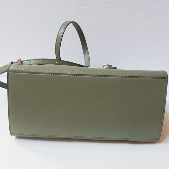 Michael Kors Avril Large Top Zip Satchel Shoulder Leather Bag Army Green - Picture 8 of 13